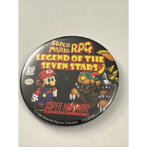 Super Mario RPG Legend Of The Seven Stars Nintendo SNES Button Promo Pin B54